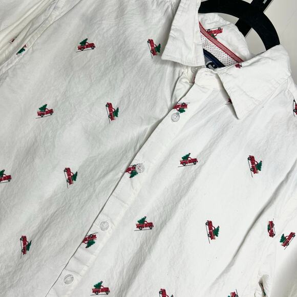 Monument Men's Button Down Shirt- Size Large, Christmas Print, Short Sleeve - Picture 1 of 5